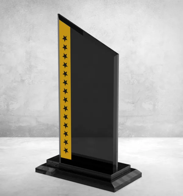 Κρυστάλλινo Βραβείο 15x25cm με Χρυσό Σχέδιο με Αστέρια κωδ. PB-607 Κρυστάλλινo Βραβείο 15x25cm με Χρυσό Σχέδιο με Αστέρια κωδ. PB-607