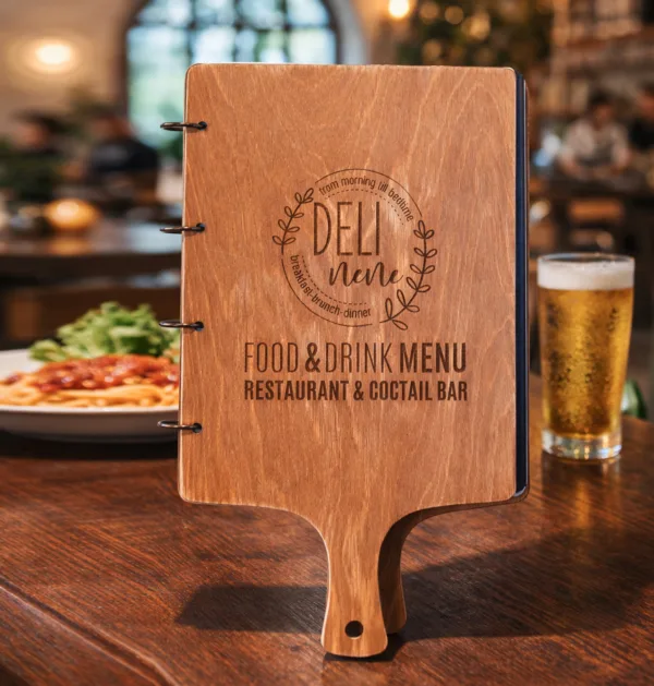 Ξύλινο Μενού Εστιατορίου σε Σχήμα Ξύλου Κοπής κωδ. 0570
