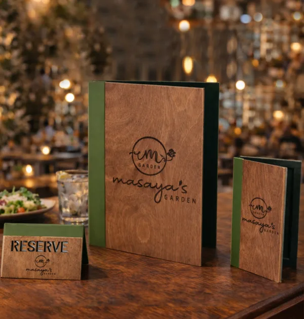 Ξύλινος Κατάλογος Μενού με Δερματίνη κωδ. 0560