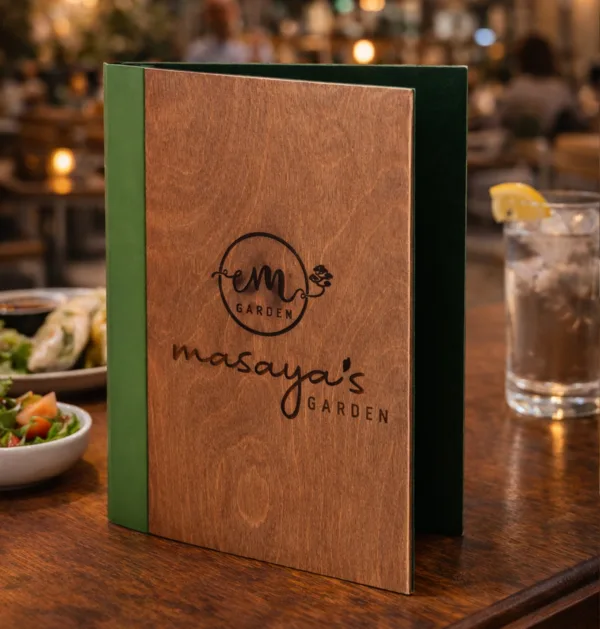 Ξύλινος Κατάλογος Μενού με Δερματίνη κωδ. 0560