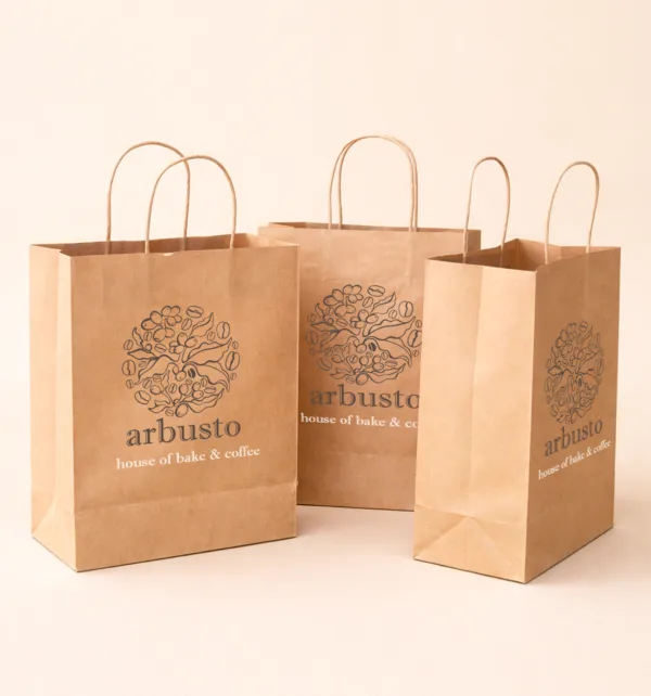 Χάρτινες Τσάντες Καφέ Kraft με Στριφτό Χερούλι 100 τεμάχια κωδ. DMK