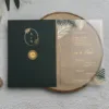 Διάφανο PVC Προσκλητήριο Γάμου Tropical με Πράσινο Φάκελο & Χρυσοτυπία κωδ. 9258