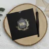 Διάφανο PVC Προσκλητήριο Γάμου Τετράγωνο με Χρυσοτυπία & Μαύρο Φάκελο με Χρυσό Σχέδιο κωδ. 9272