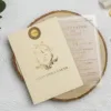Διάφανο PVC Προσκλητήριο Γάμου με Μπεζ Φάκελο και Χρυσές Λεπτομέρειες κωδ. 9316