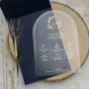 Οβάλ Διάφανο PVC Προσκλητήριο Γάμου με Μπλε Φάκελο & Χρυσοτυπία κωδ. 9311