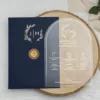 Οβάλ Διάφανο PVC Προσκλητήριο Γάμου με Μπλε Φάκελο & Χρυσοτυπία κωδ. 9311