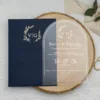 Διάφανο PVC Προσκλητήριο Γάμου με Μπλε Φάκελο με Χρυσές Λεπτομέρειες κωδ. 9311