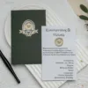 Λευκό Προσκλητήριο Γάμου με Πράσινο Φάκελο και Χρυσές Λεπτομέρειες κωδ. 9163