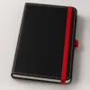 Σημειωματάριο από Δερματίνη Μαύρο με Κόκκινο Λάστιχο 13x21cm Ριγέ κωδ. ST-M-717K