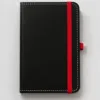 Σημειωματάριο από Δερματίνη Μαύρο με Κόκκινο Λάστιχο 13x21cm Ριγέ κωδ. ST-M-717K