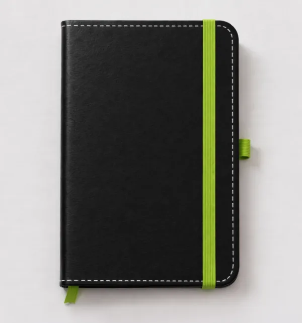 Σημειωματάριο από Πυρογραφική Δερματίνη Μαύρο με Πράσινο Λάστιχο 13x21cm Ριγέ κωδ. ST-M-717L Σημειωματάριο από Πυρογραφική Δερματίνη Μαύρο με Πράσινο Λάστιχο 13x21cm Ριγέ κωδ. ST-M-717L