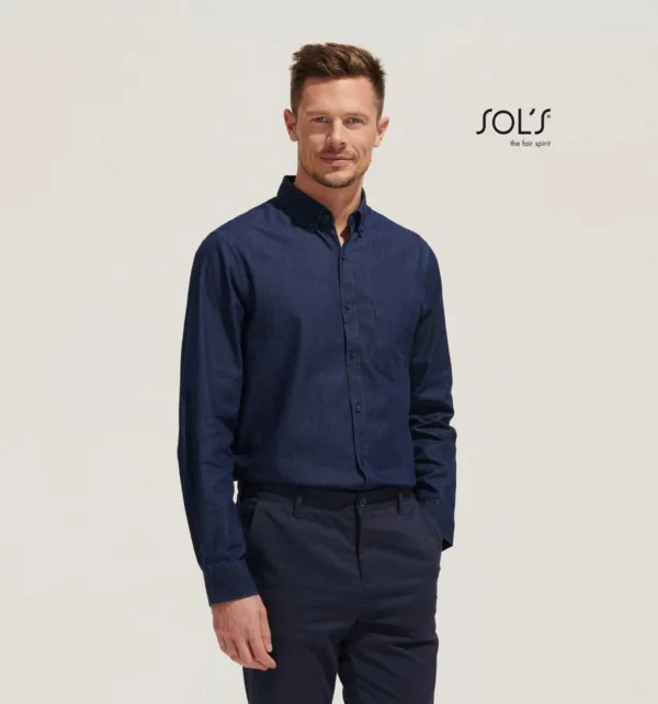 Sol's Barry Men Ανδρικό Μακρυμάνικο Πουκάμισο σε Denim κωδ. 02100 Sol's Barry Men Ανδρικό Μακρυμάνικο Πουκάμισο σε Denim κωδ. 02100