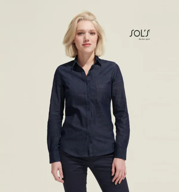 Sol's Barry Women Γυναικείο Μακρυμάνικο Πουκάμισο Σε Denim κωδ. 02101 Sol's Barry Women Γυναικείο Μακρυμάνικο Πουκάμισο Σε Denim κωδ. 02101