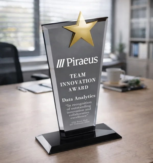 Κρυστάλλινo Βραβείο 12mm 12x22cm με Αστέρι κωδ. PB-3005-FY