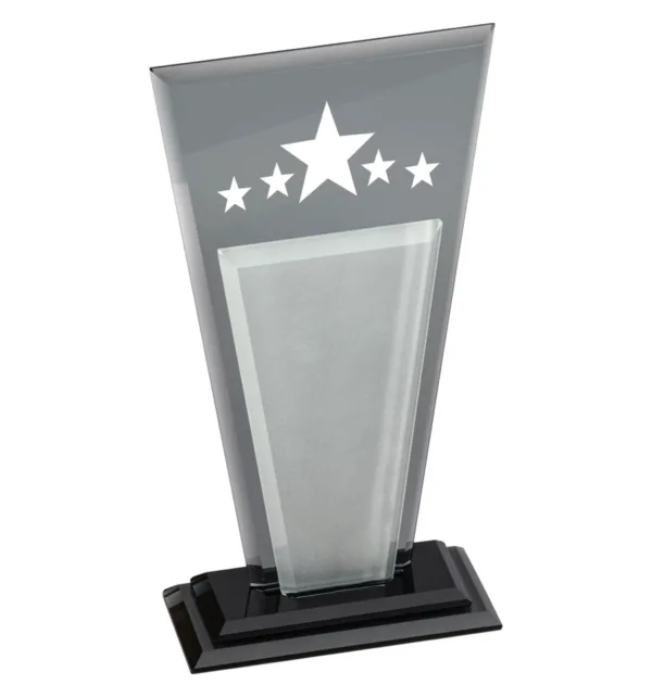 Κρυστάλλινo Βραβείο 13x25cm Γκρι & Διάφανο με Αστέρια κωδ. EKT-360