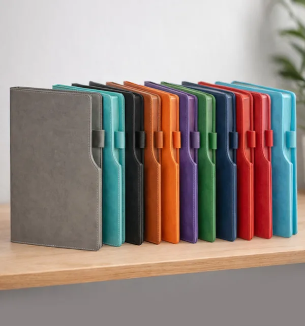 Σημειωματάριο από Πυρογραφική Δερματίνη με Λάστιχο & Βαμμένες Άκρες 14.5 x 21 cm Ριγέ κωδ. KIS