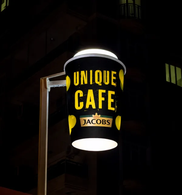 Φωτιζόμενη Ταμπέλα σε Σχήμα Ποτήρι Καφέ με Μπράτσο κωδ. TE-POT60