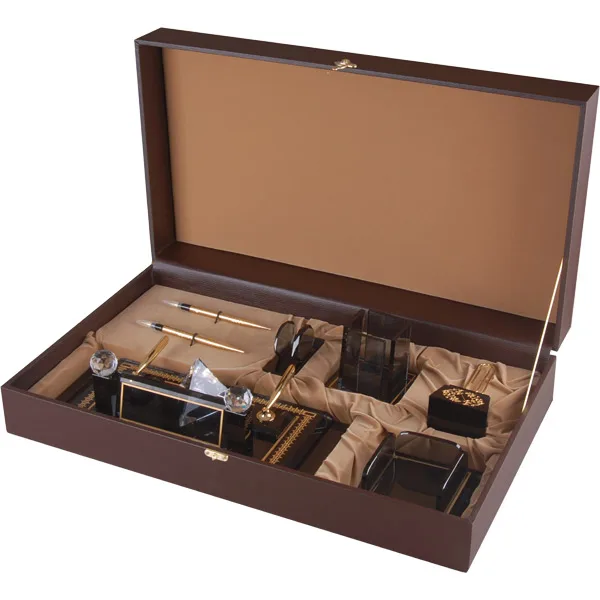 Επιτραπέζιο Σετ Γραφείου Κρυστάλλινο με Θήκη για Στυλό, Θήκη καρτών και Θήκη Postit κωδ. W520