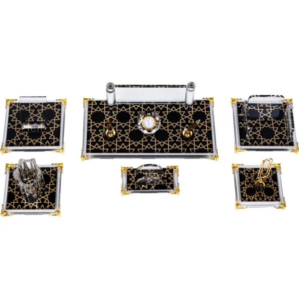 Επιτραπέζιο Σετ Γραφείου Κρυστάλλινο με Θήκη για Στυλό, Θήκη Κινητού και Θήκη Postit κωδ. W510