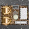 Gift Box με Ειδικό Ξύλινο Κουτί, 2 Χρυσές Κούπες, Σημειωματάριο, Στυλό & Κερί κωδ. 31345