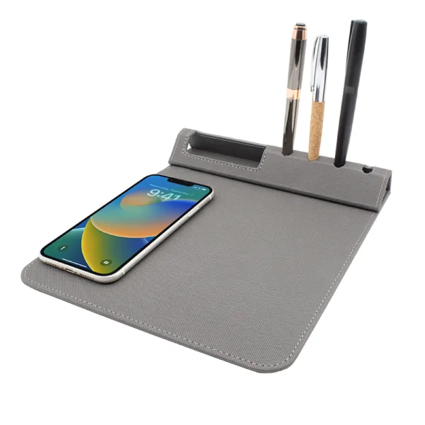 Wireless Mousepad με Βάση για Κινητό και 4 Θήκες για Στυλό Γκρι κωδ. 7361