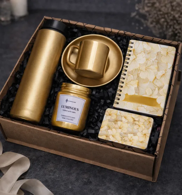 Σετ Δώρου με Χρυσό Θερμό, Κούπα, Ξύλινο Σημειωματάριο, Κερί & Μαγνήτη κωδ. 86475