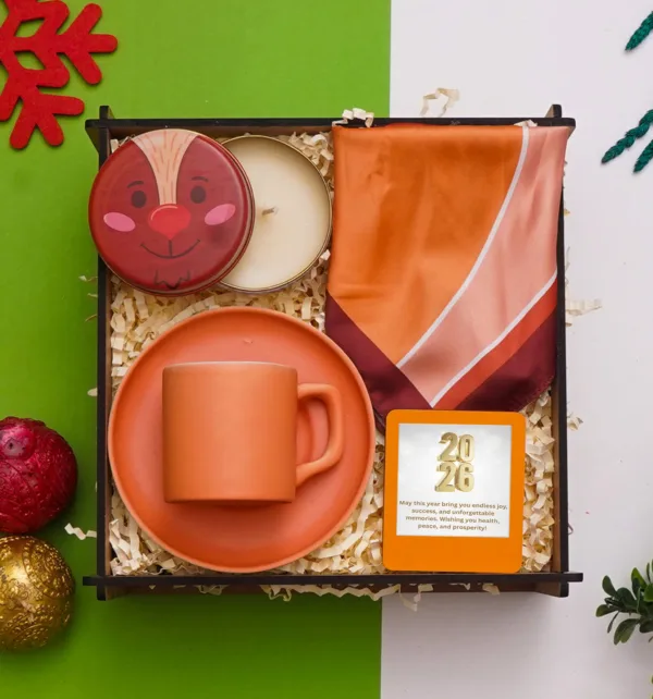 Σετ Δώρου για τα Χριστούγεννα με Κούπα Καφέ, Πιατάκι, Φουλάρι, Αρωματικό Κερί, Κορνίζα κωδ. 98508