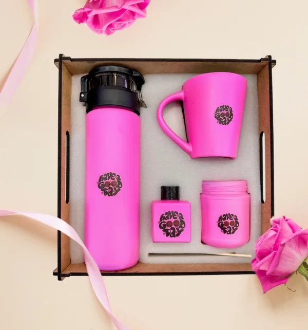 Have a Good Day Σετ Δώρου με Μπουκάλι., Κούπα, Θήκη για Αρωματικό, Κερί & Ξύλινο Κουτί κωδ. M-2626F