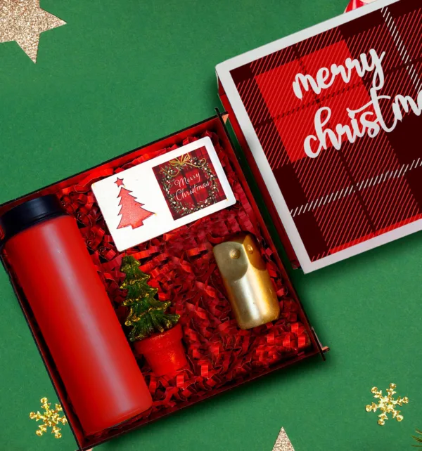 Premium Χριστουγεννιάτικο Σετ Δώρου με Μπουκάλι, Κερί σε σχήμα Δέντρο, Κορνίζα, Διακοσμητική Κουκουβάγια & Ειδικό Κουτί κωδ. 87342