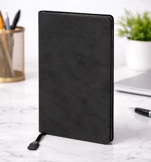 Σημειωματάριο Flexy από Δερματίνη με Βαμμένες Άκρες Μαύρο 13x21cm Ριγέ κωδ. M-2411