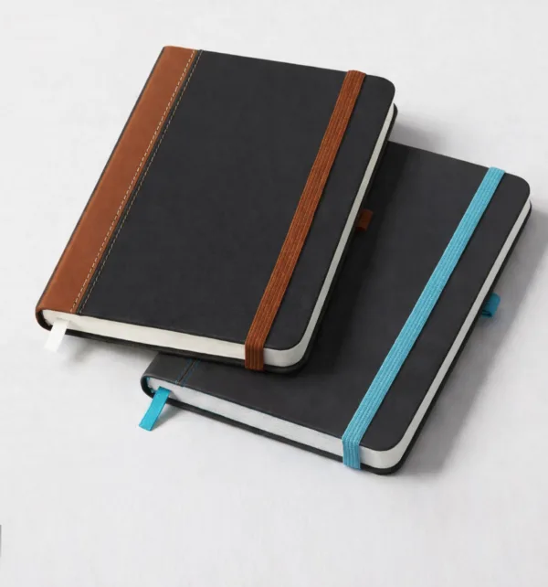 Σημειωματάριο από Πυρογραφική Δίχρωμη Δερματίνη με Λάστιχο 13x21cm Ριγέ κωδ. AVC