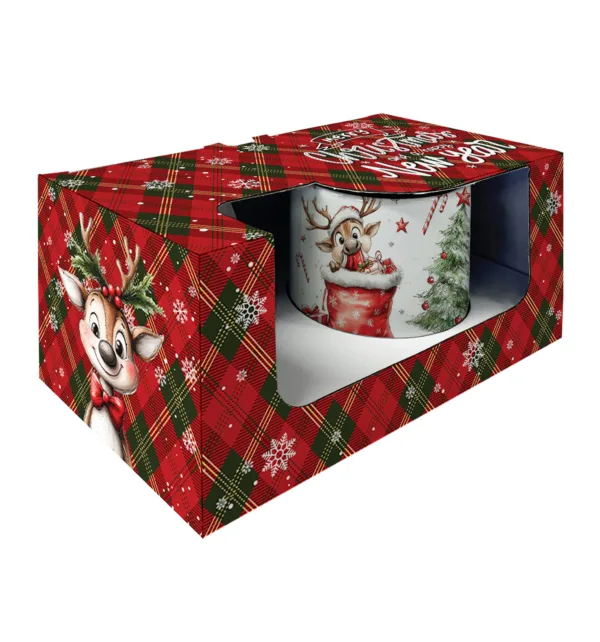 Χριστουγεννιάτικο Σετ Δώρου για τη Νονά & το Νονό με Κούπα & Σουβέρ με θέμα Ελαφάκι κωδ. STS1952