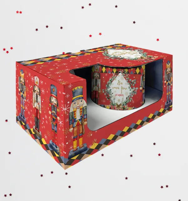 Χριστουγεννιάτικο Σετ Δώρου με Κούπα & Σουβέρ με θέμα Καρυοθραύστης κωδ. TS526S