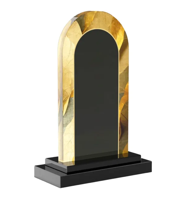 Κρυστάλλινo Μαύρο Βραβείο 15x25 cm με Χρυσό Σχέδιο κωδ. EKT-780