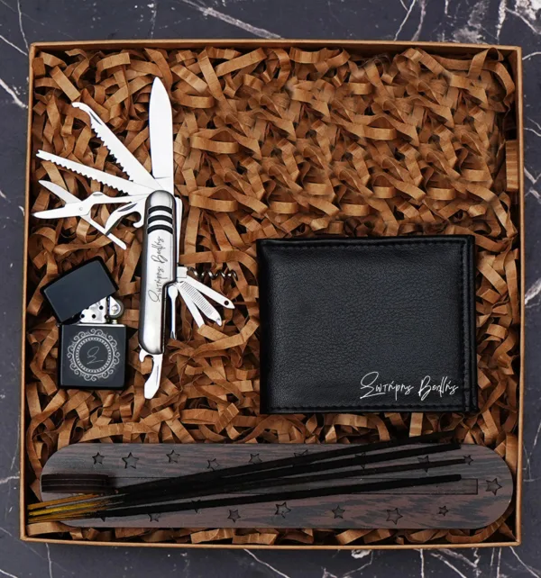 Gift Box για Άντρα με Πορτοφόλι, Πολυεργαλείο, Αναπτήρα & Αρωματικά Sticks κωδ. 76322