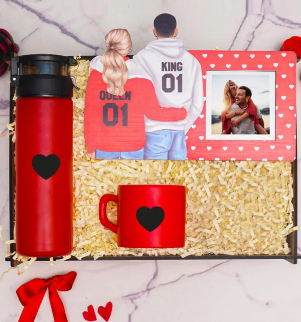 Gift Box για Επέτειο με Ειδικό Ξύλινο Κουτί, Κορνίζα με Ειδικό Σχήμα, Κούπα & Θερμός κωδ. 15123