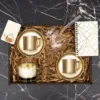 Gift Box με Ειδικό Ξύλινο Κουτί, με 2 Χρυσές Κούπες, Σημειωματάριο, Μπρίκι & Ξύλινο Μαγνητάκι κωδ. 21681