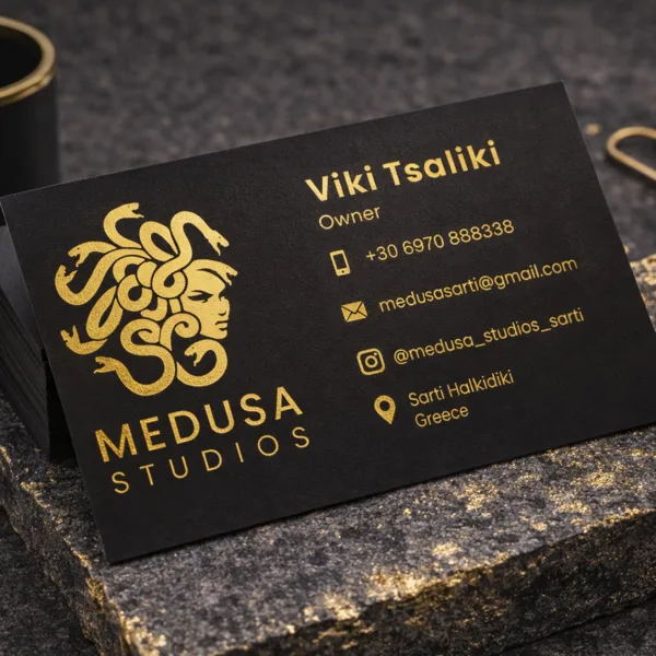 Επαγγελματικές Κάρτες 590γρ με Μαύρο Χαρτί και Χρυσοτυπία (500 τεμάχια) κωδ. SFA