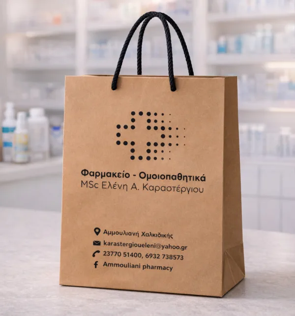 Χάρτινες Τσάντες Kraft με Κορδόνι & Εκτύπωση 500 τεμάχια κωδ. CNTKRAFT