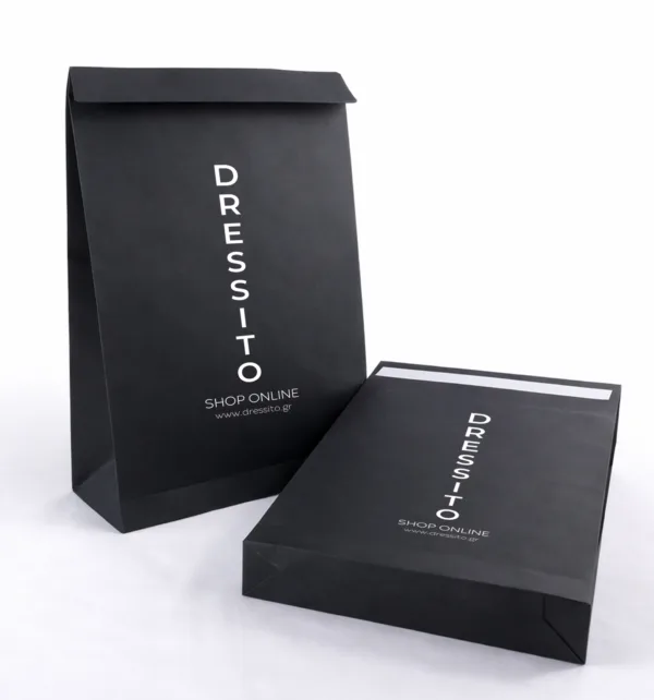 Χάρτινες Μαύρες Σακούλες Courier με Αυτοκόλλητο 100 τεμάχια κωδ. DMGB