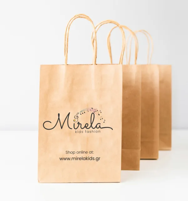 Χάρτινες Τσάντες Καφέ Kraft με Στριφτό Χερούλι & Έγχρωμη Εκτύπωση 1.000 τεμάχια κωδ. PLSK