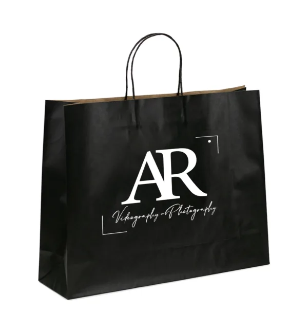 Χάρτινες Τσάντες Μαύρες Kraft με Στριφτό Χερούλι 100 τεμάχια κωδ. DMB