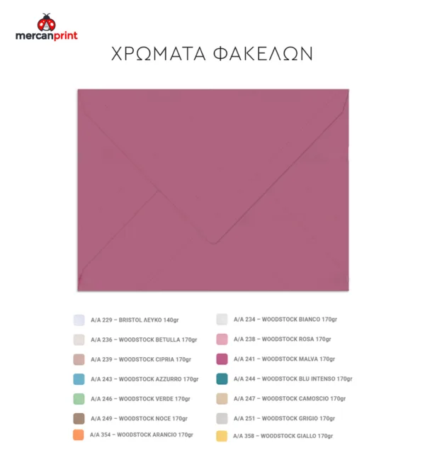 Προσκλητήριo Βάπτισης για Κορίτσι με Σχέδιο Γοργόνα & Φάκελο κωδ. M-91K-MER