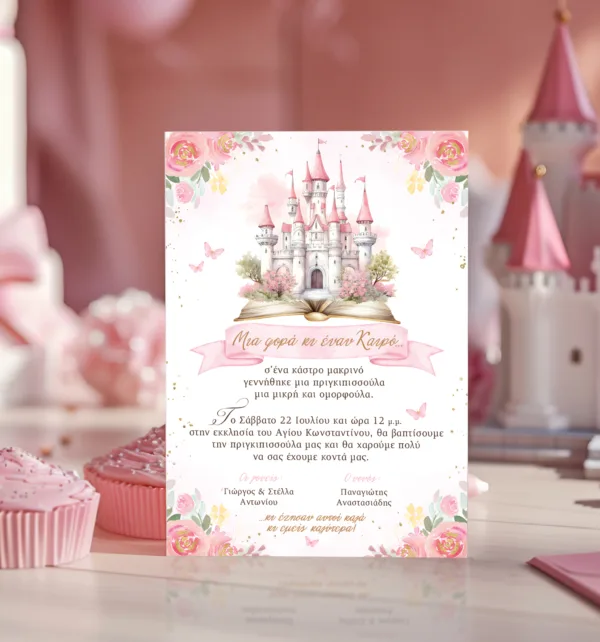 Προσκλητήριo Βάπτισης για Κορίτσι με Σχέδιο Πριγκίπισσα, Κάστρο & Φάκελο κωδ. M-91K-PRC Προσκλητήριo Βάπτισης για Κορίτσι με Σχέδιο Πριγκίπισσα, Κάστρο & Φάκελο κωδ. M-91K-PRC
