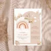 Προσκλητήριo Βάπτισης για Κορίτσι με Σχέδιο με Boho Ουράνιο Τόξο & Φάκελο κωδ. M-91K-BRAI