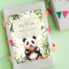 Προσκλητήριο Βάπτισης για Αγόρι με Σχέδιο Panda & Φάκελο κωδ. M-91K-PAN